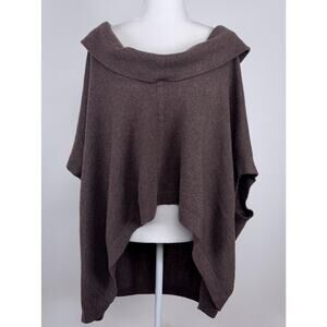 Minnie Rose 100% Cashmere Poncho Sweater Top in Brown One Size
